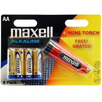 Special Offer 8 Maxell Alkaline AA Batteries plus Torch
