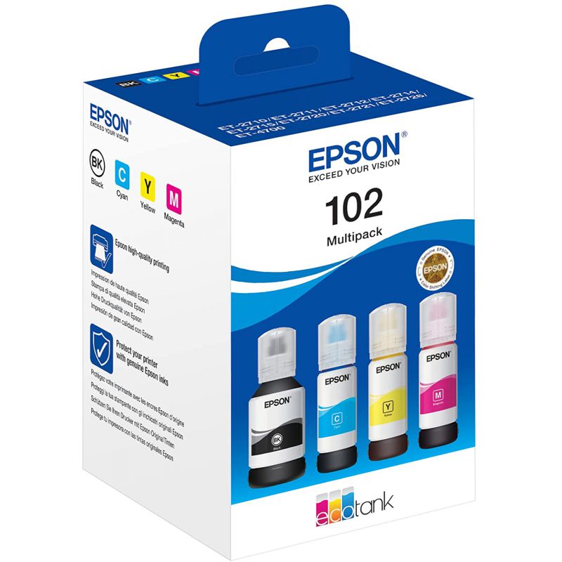 Cartridgeify 102 104 Ink Compatible with Epson 102 or 104 Ink Cartridges  Bottle Multipack, for EcoTank ET-2700 ET-2710 ET-2720 ET-2750 ET-3700  ET-3750 ET-4700 ET-4750 ET-15000 : Buy Online at Best Price in